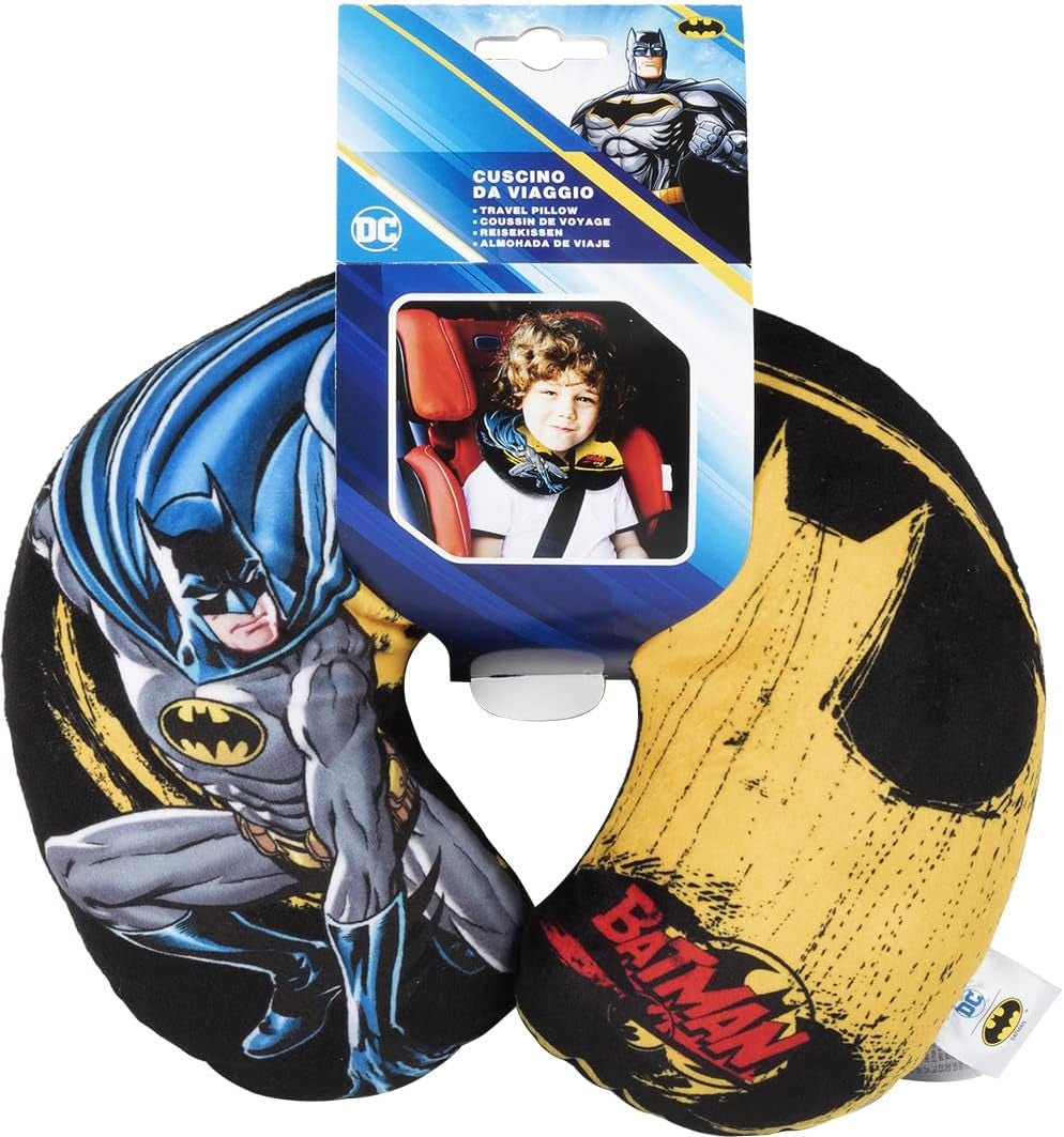 DC Comics Soft Batman Car Travel Neck Cushion Child Safety Comfort Superhero Bat Man, Cuscino Da Viaggio Auto, Light Blue, One Size Perne calatorie Naty Shop