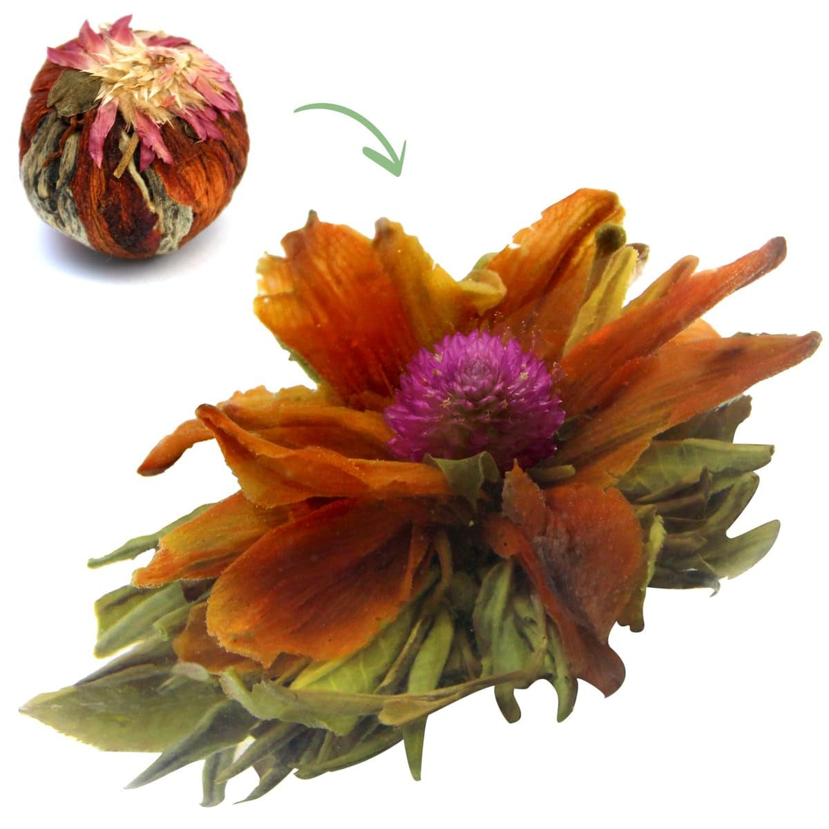 Ceai de flori „Coroana gustului”  1 bucată 6 g | Ceai verde - floare de crin - floare de lichi | Ceai selectat | Green Tea Flowers | Ideal pentru iubitorii de ceai