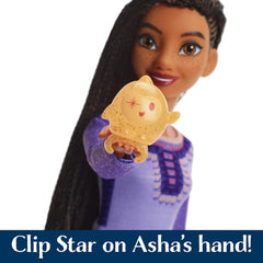 Mattel Disney Wish singende Asha of Rosas Modepuppe & Star Figur, beweglich mit abnehmbarem Outfit, singt "This Wish" auf Englisch