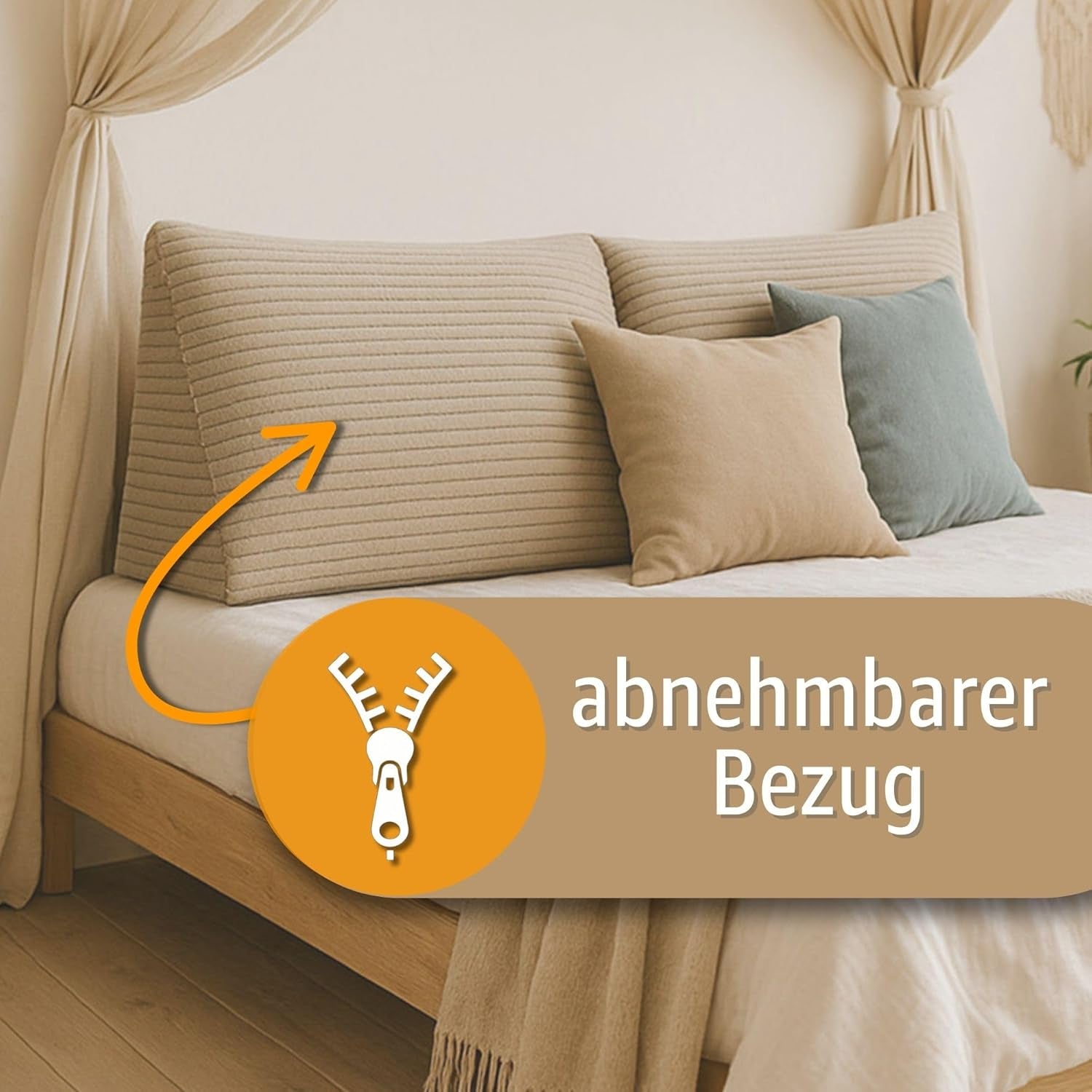 Pernă pană, pernă spătar, pernă din catifea reiată, lățime 70 cm - pernă de citit pentru pat, canapea și canapea, pernă canapea mare, pernă de perete, pernă canapea, pernă de citit, pernă suport pentru spătar, gri deschis