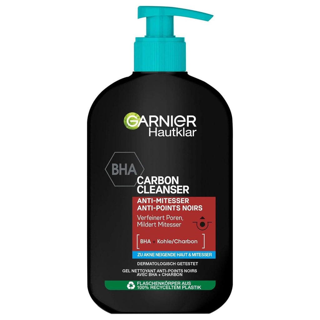Garnier, Cleanser cu cărbune, gel de curățare facială împotriva punctelor negre și a coșurilor, 250 ml Duș și baie Naty Shop