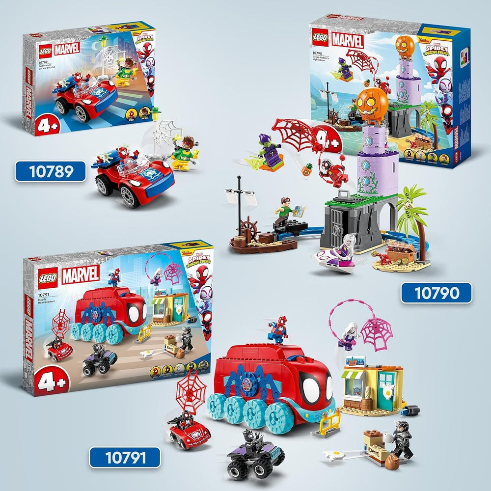 LEGO 10789 Marvel Spider-Mans Auto und Doc Ock Set, Spidey und Seine Super-Freunde, baubares Spielzeug für Jungen und Mädchen ab 4 Jahren, mit im Dunkeln leuchtenden Teilen
