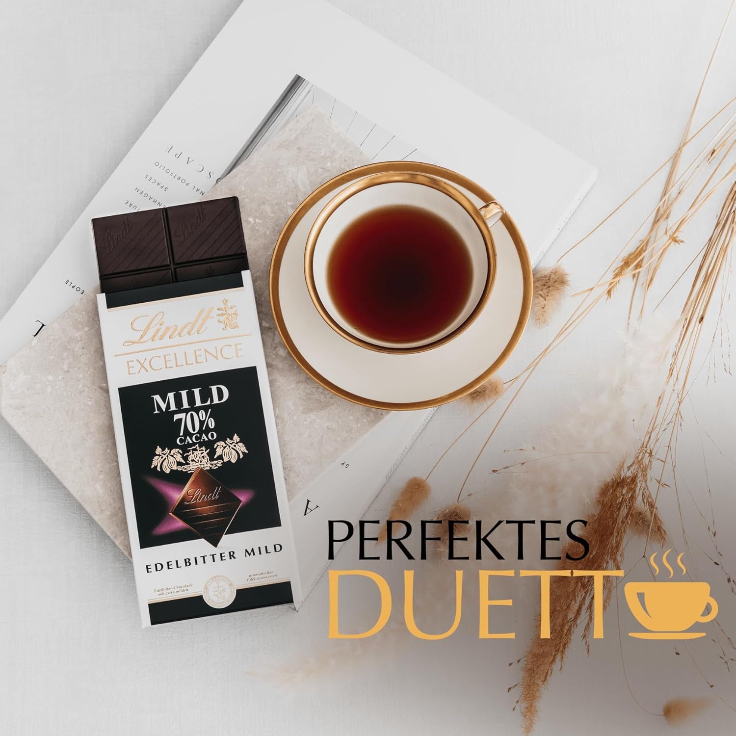 Lindt Ciocolată | EXCELLENCE Mild Baton 70% | 100g | Ciocolată neagră blândă cu aromă intensă de cacao | Baton de ciocolată vegan