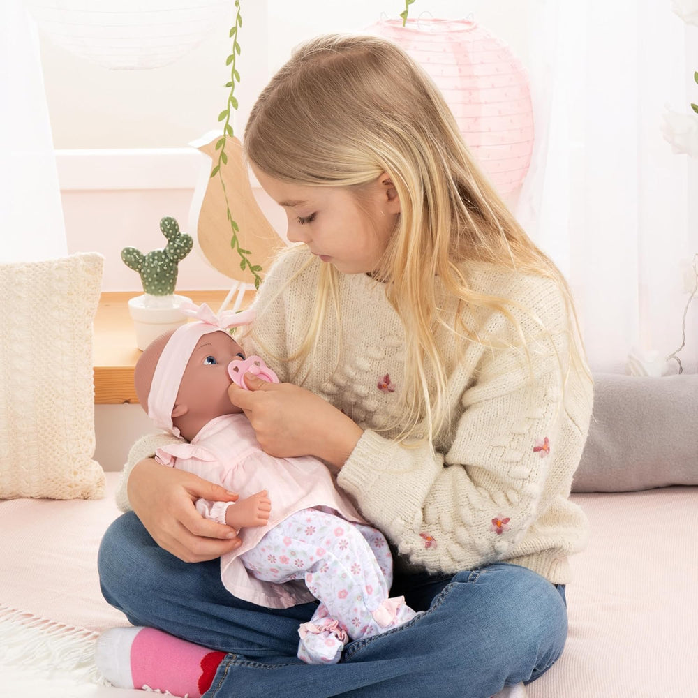 Bayer Design 93827AE Reborn Babypuppe, lebensecht, realistisch, Schnuller, Flasche, 38 cm, Weiß, Rosa
