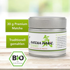 Matchamagic Tenno Ceai Matcha organic pudră 30 g - Ceai verde japonez original de calitate ceremonială - Matcha de înaltă calitate din Japonia pentru o savurare pură - Ideal pentru prepararea ceaiului și a smoothie-urilor