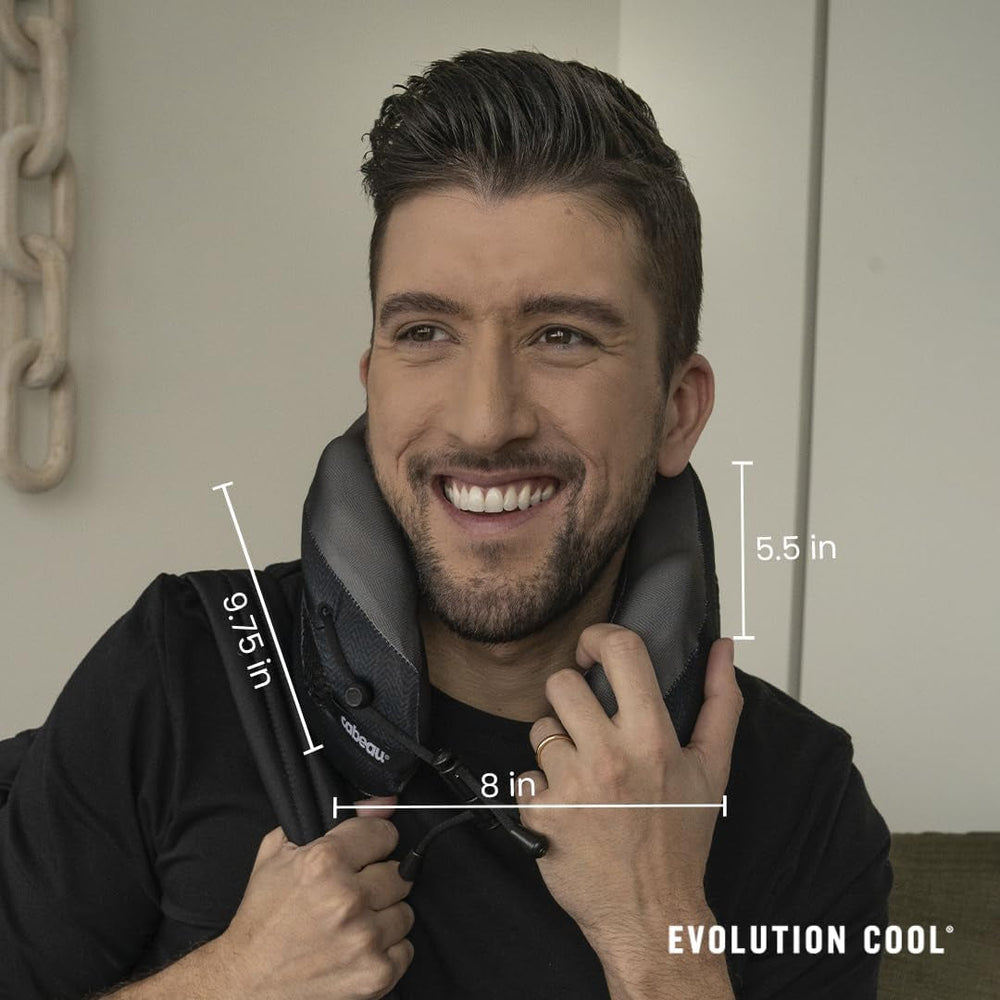 Pernă de călătorie răcoritoare pentru zboruri pe distanțe lungi Cabeau – Evolution Cool – Spumă cu memorie cu orificii de ventilație – Compactă cu geantă de transport (roșu)