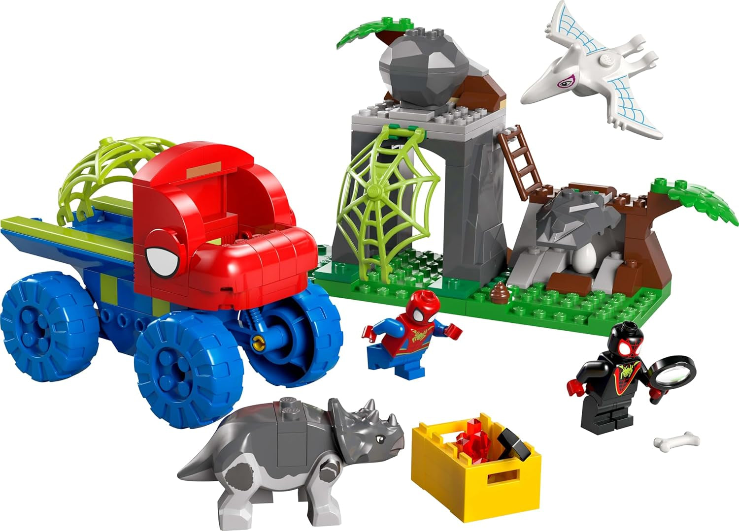LEGO Marvel Echipa lui Spidey într-o misiune de salvare în camionul Dino, mașină de jucărie construibilă pentru supereroi, set de aventură pentru copii 4+, Spidey și super prietenii săi 11199 Seturi de constructie Besuche den LEGO-Store