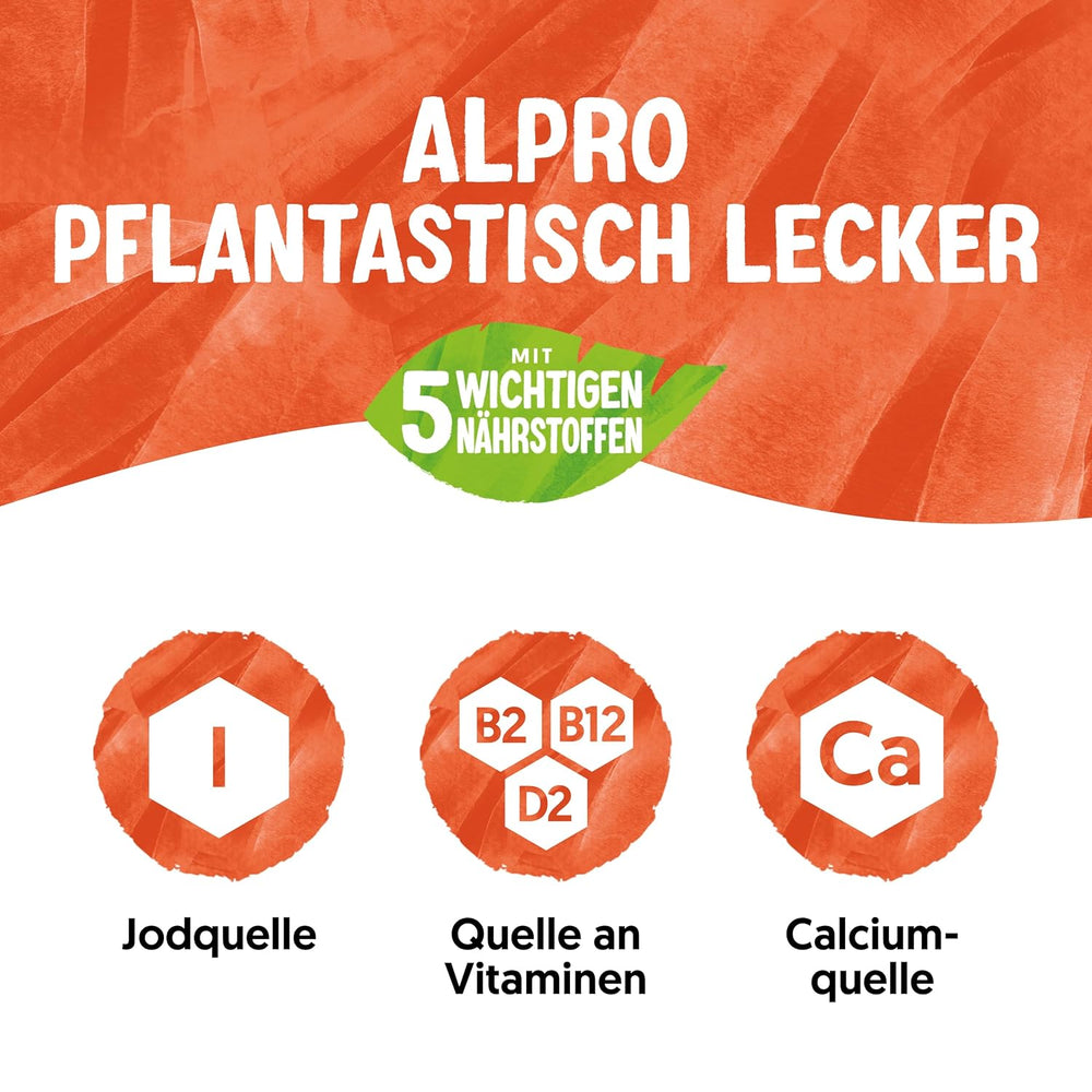 Alpro Sojadrink – Vegan und milchfrei – Von Natur aus laktosefrei und fettarm – Reich an pflanzlichen Proteinen, beinhaltet Calcium und Vitamine – 8 x 1 L – Haltbar