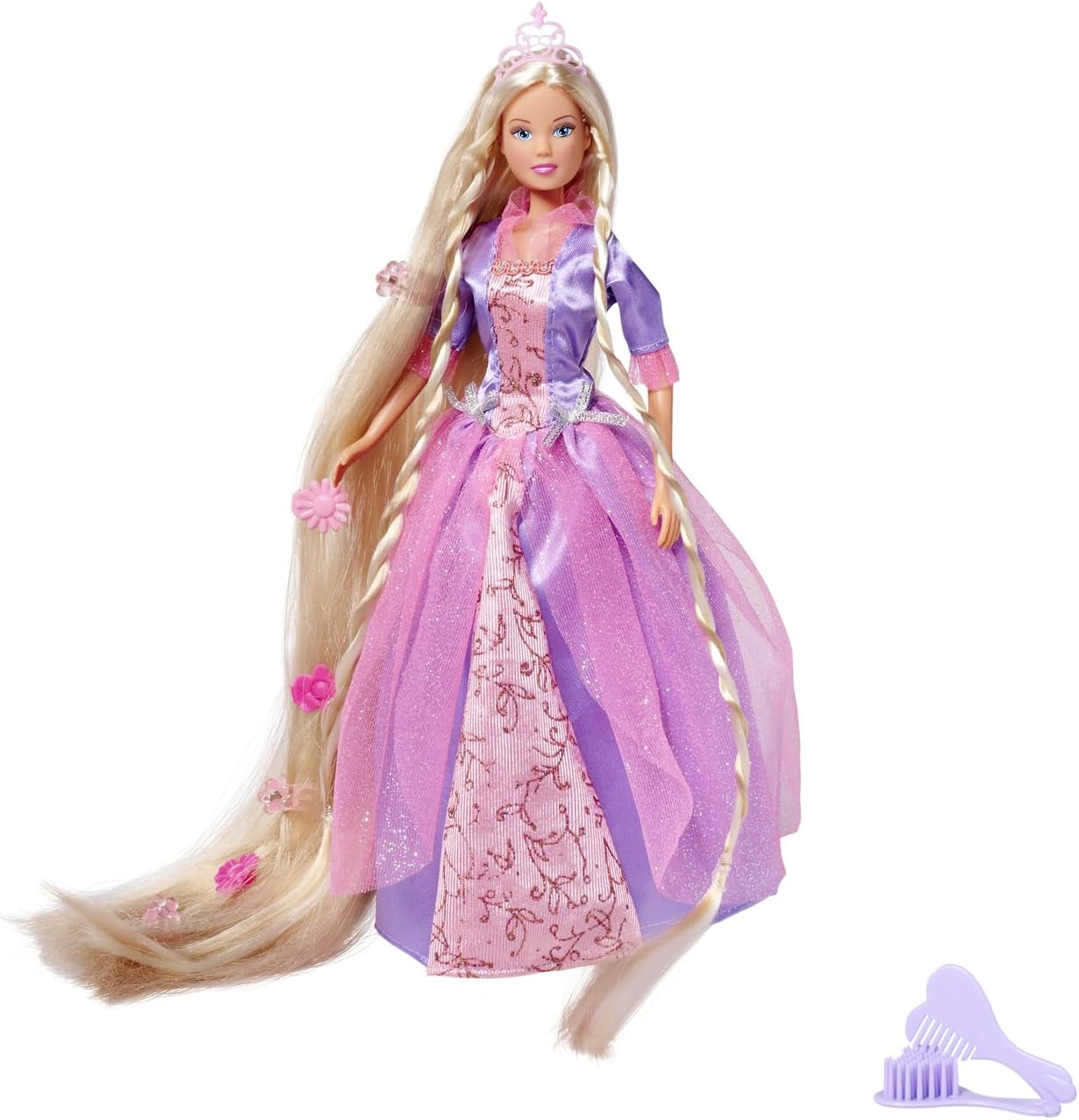 Simba 105738831 - Steffi Love Rapunzel, Steffi als Märchenprinzessin, mit sehr Langen Haaren, mit Haarclips, Bürste und Kamm, Ankleidepuppe, 29cm, für Kinder ab 3 Jahren