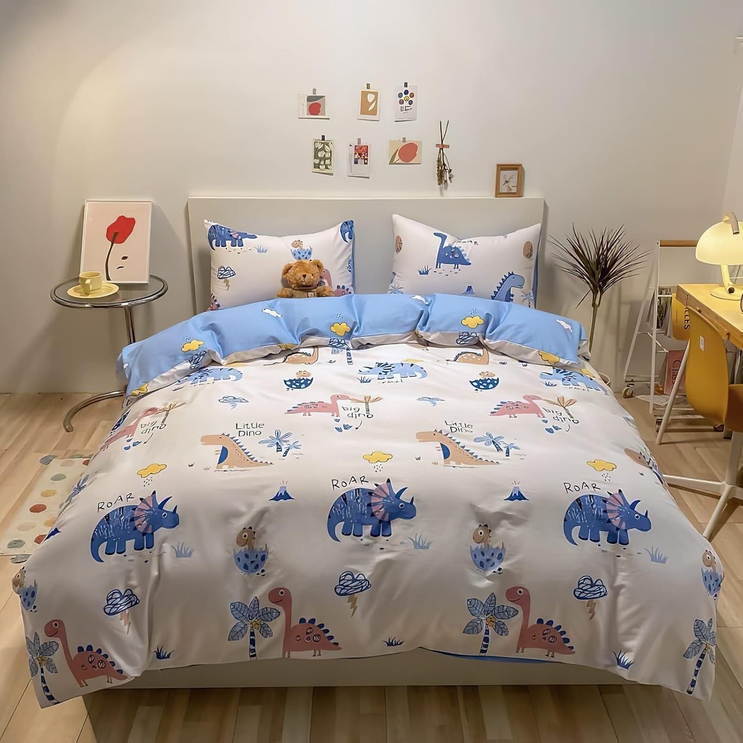 Lenjerie de pat pentru copii băieți cu diverse modele, 100% bumbac Lenjerie de pat - copii Naty Shop Alb Cu desen în creion colorat 100 X 135 cm