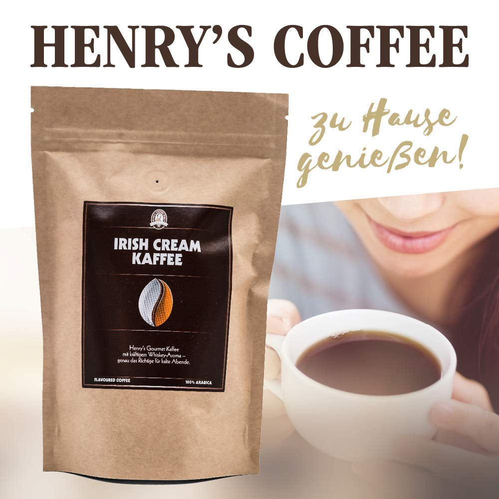 Cafea Henry's Irish Cream Coffee 1000g - Cafea gourmet rafinată cu cele mai fine arome - prăjită artizanal - boabe de cafea premium