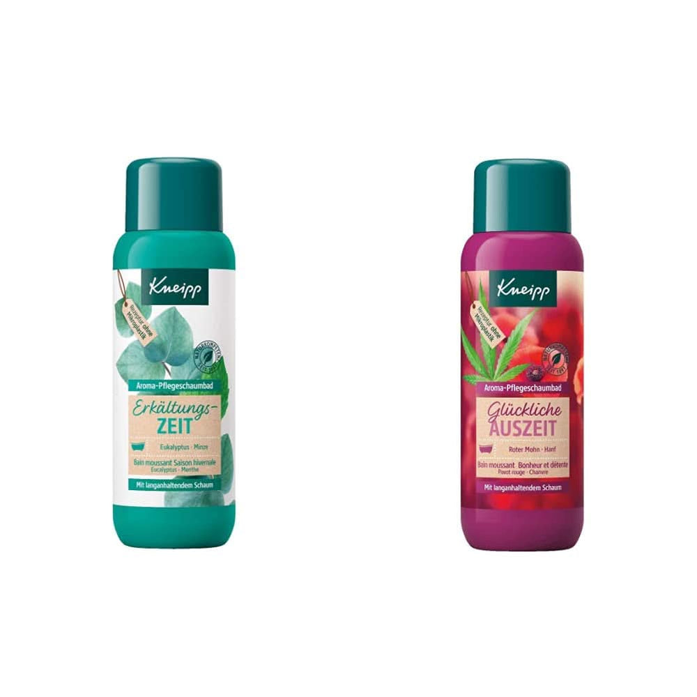 Kneipp Aroma Foam Bath Cold Season, aditiv de baie cu uleiuri esențiale naturale de eucalipt și mentă, 400 ml Duș și baie Naty Shop Pachet cu baie de spumă Happy Time Out