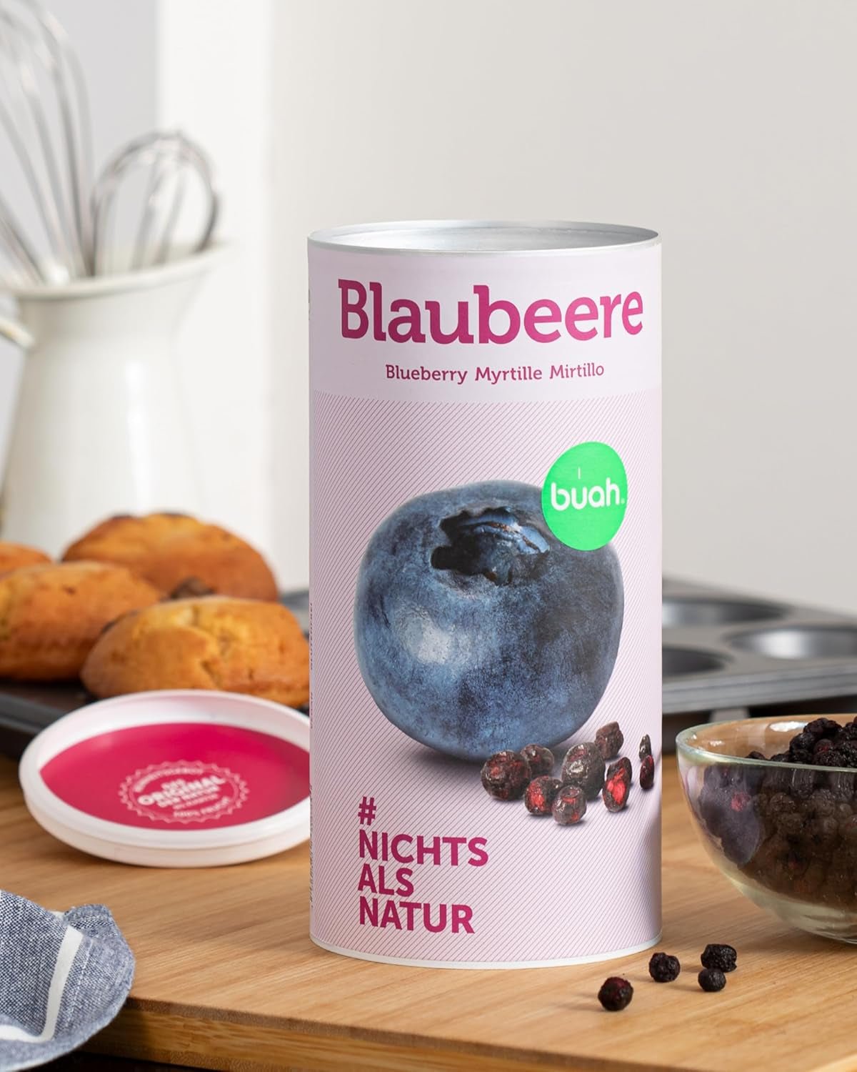 Afine organice liofilizate BUAH® | Afine organice liofilizate fără zahăr adăugat | 100% fructe liofilizate (vegan, fără gluten, fără lactoză) | Gustare ideală (140g) Produse deshidratate Naty Shop