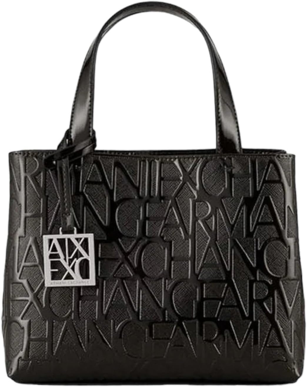 Armani Exchange Womens Liz Small Open Shopping Genti Femei Naty Shop Negru brevetat S