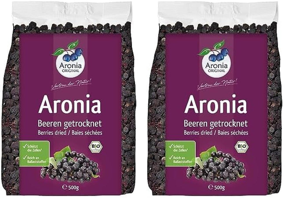 Aronia ORIGINAL fructe de aronia organice uscate 500 g | fructe de padure uscate delicat | vegan, fără conservanți, fără zahăr adăugat (conform legii) Produse deshidratate Naty Shop 500 G (pachet de 2)