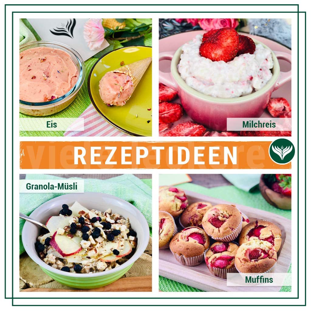 Azafran pulbere de căpșuni, căpșuni liofilizate (măcinate), pulbere de căpșuni 250g Produse deshidratate Naty Shop