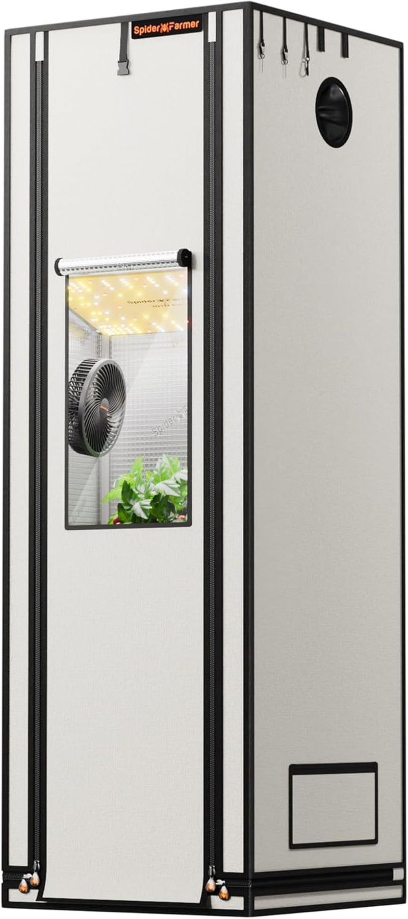 Cort de creștere Spider Farmer Pro 70x140x200 cm, cu ușă rulantă, fereastră de observare, panou de podea detașabil, material textil Mylar 2000D, pentru cultivare hidroponică în interior cu SF4000, G4500, SE4500