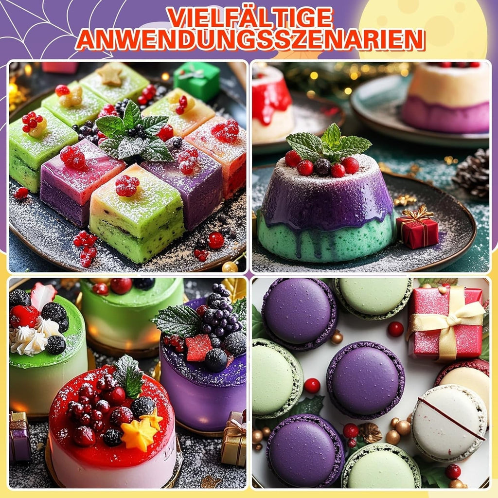 Colorant alimentar pudră - 4 culori colorant alimentar, colorant alimentar concentrat, colorant alimentar roșu verde albastru violet pentru decorarea torturilor, copt, glazură, desert, gătit - 5G