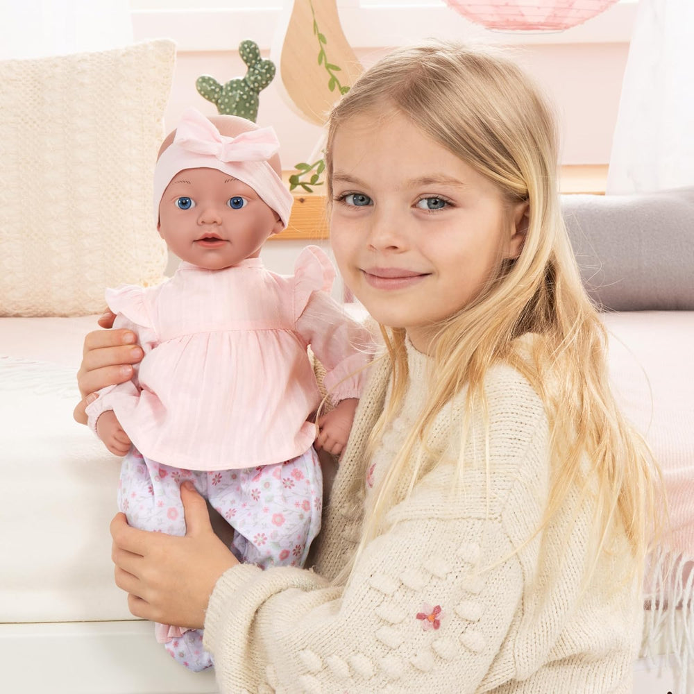 Bayer Design 93827AE Reborn Babypuppe, lebensecht, realistisch, Schnuller, Flasche, 38 cm, Weiß, Rosa