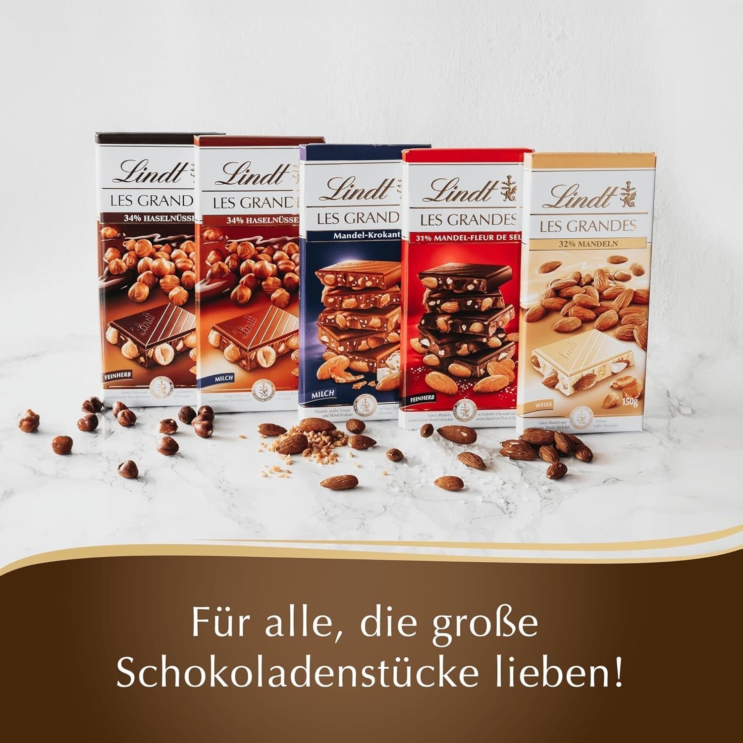 Lindt Chocolate Les Grandes Mandel, 150 grame Bomboane de Ciocolata Naty Shop