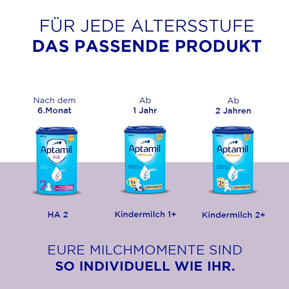 Aptamil HA 1 – Anfangsmilch von Geburt an, Mit DHA, Nur Laktose, Ohne Palmöl, Babynahrung, Milchpulver, 1x 800 g (Packung mit 4)