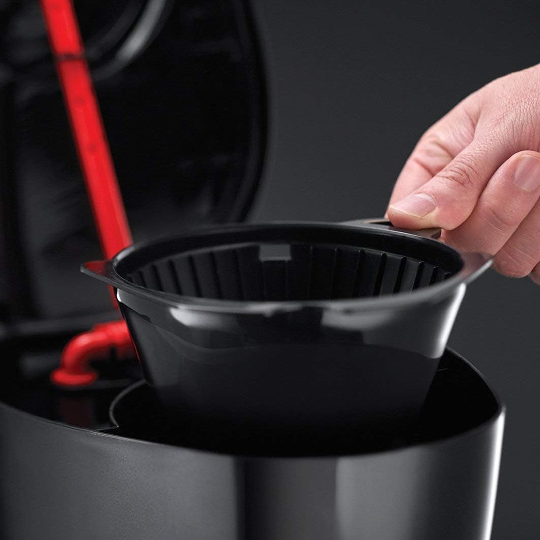 Cafetieră Russell Hobbs [Temporizator digital, Cap de duș pentru extracție și aromă optime] Textures+ (1 până la 12 cești, carafă de sticlă de 1,25 l, placă de încălzire, sistem anti-picurare) Cafetieră cu filtru 22620-56