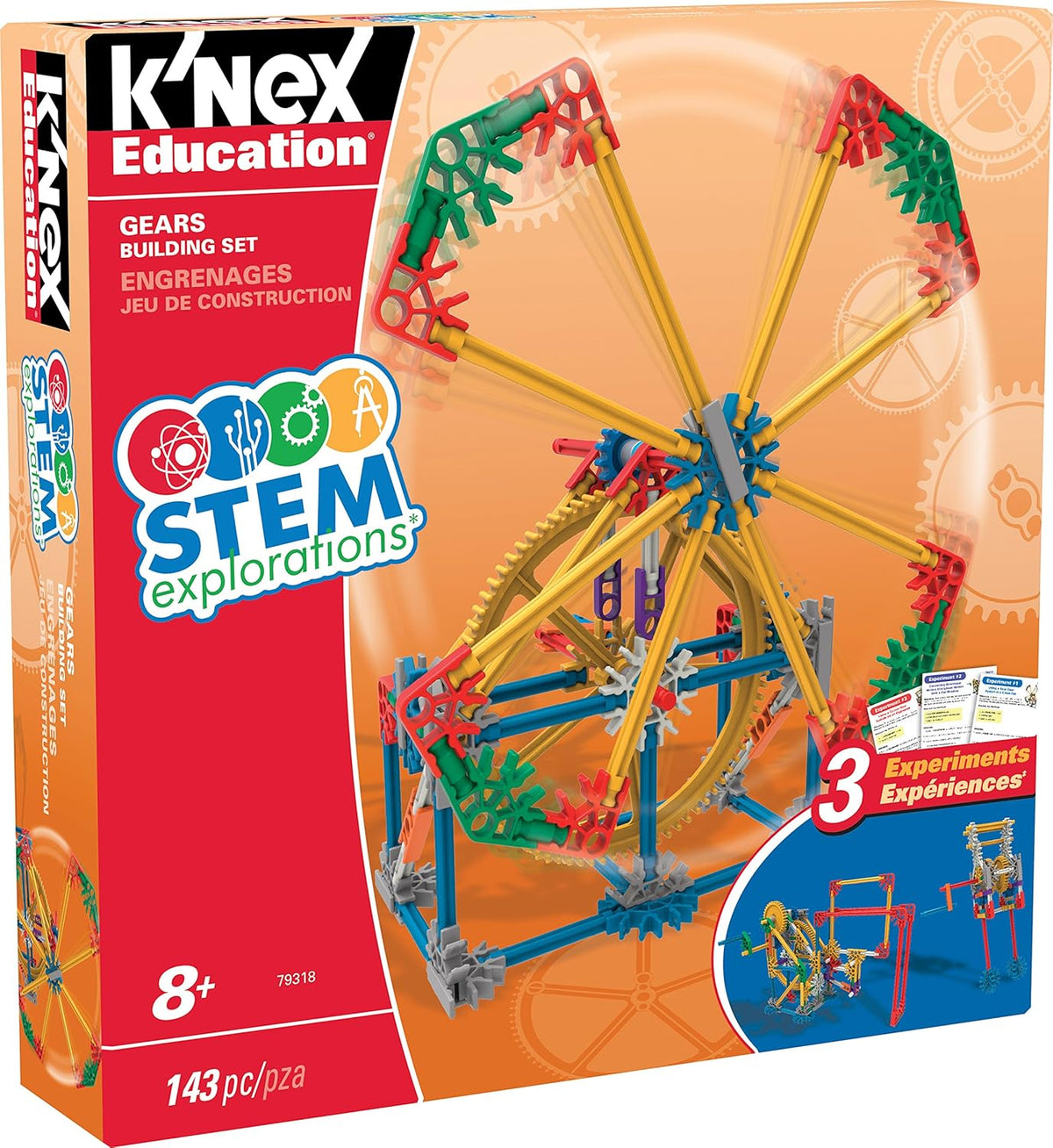 MINT-Forschung Getriebe-Baukastenset, K'NEX Bildung, Basic Fun, 79318, Lernset mit 3 funktionierenden Designs, Technik für Kinder, Konstruktionsspielzeug für Jungen und Mädchen Ab 8 Jahren