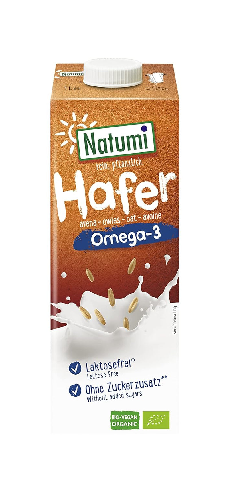 Natumi Bio Hafer Barista, 8 x 1L - Laktosefrei, Aufschäumbar, Barista-Style, Bio, Hergestellt mit deutschem Hafer, Vegan, Milchfreie milchfreie Alternative