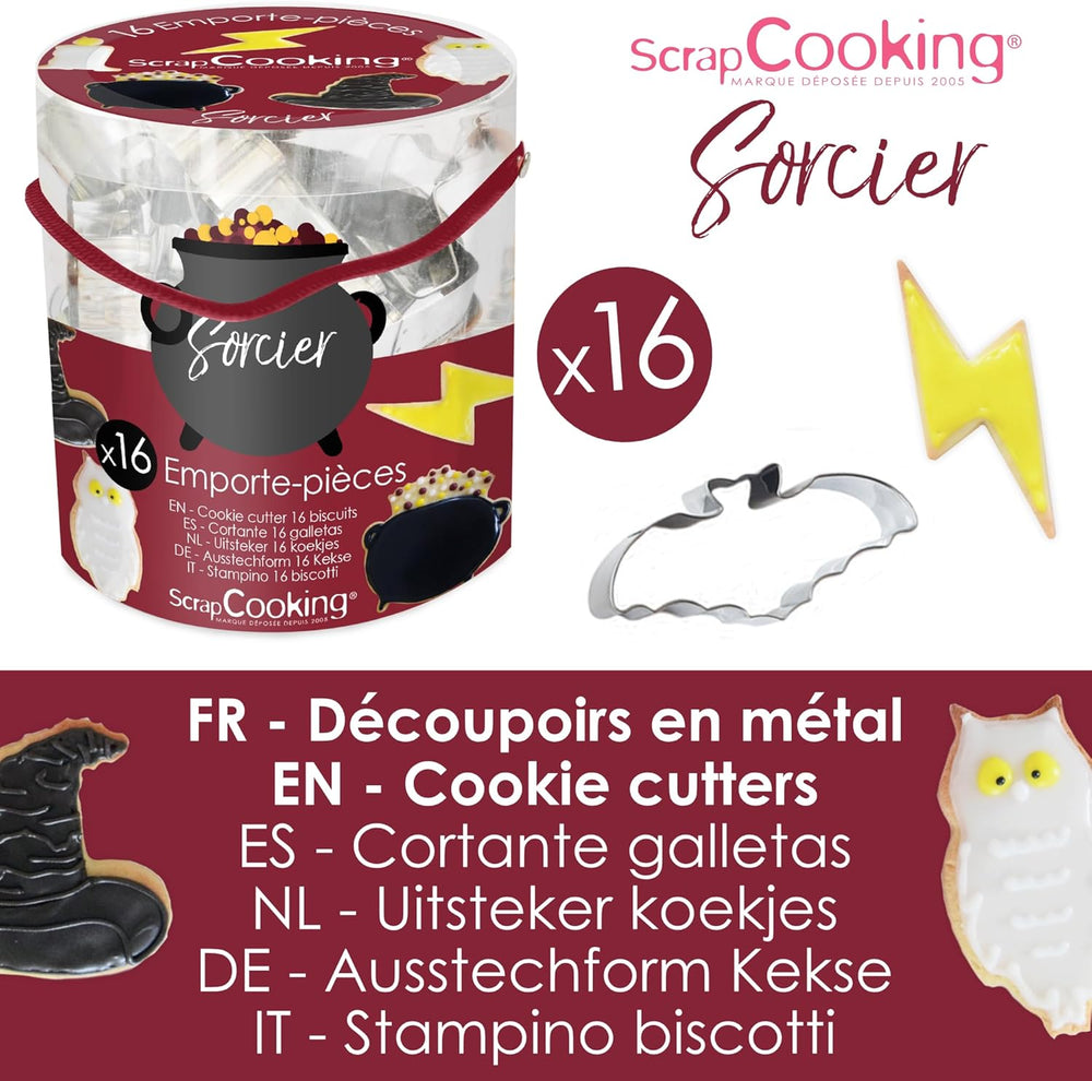ScrapCooking – Găleată cu 16 Forme Magiciene pentru Biscuiți – Forme Metalice pentru Biscuiți – Forme pentru Torturi Mici – Magie, Idee de Cadou pentru Coacere, Zi de Naștere Magică – 2029, Metalice