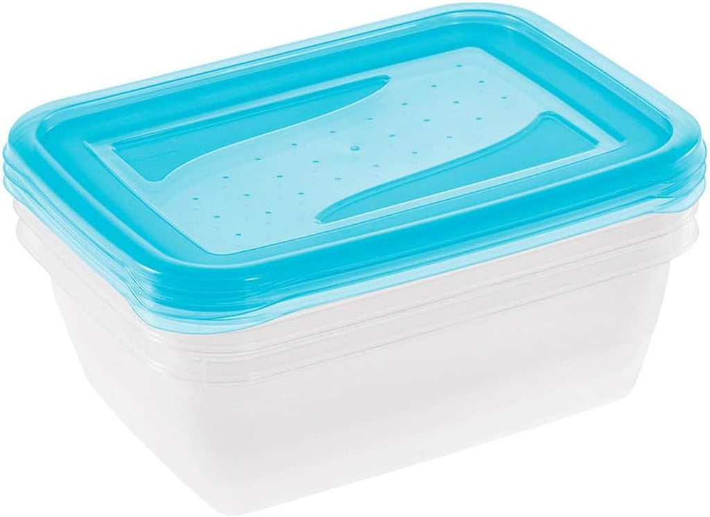 Keeeper set de 3 borcane pentru păstrarea alimentelor, 3 x 1,25 l, 20,5 x 15,5 x 6,5 cm, Fredo Fresh, albastru transparent Cutii depozitare alimente Naty Shop