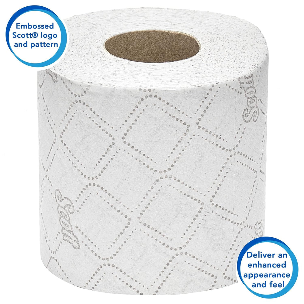 Hârtie igienică Scott® Essentialtm 8519, hârtie igienică albă cu 2 straturi, certificată Fsc și fabricată din fibre reciclate, 64 role de hârtie igienică X 350 coli (22.400 coli în total)
