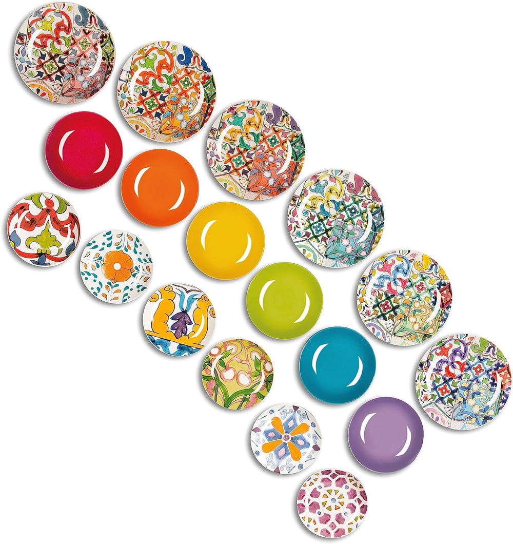 Excelsa Lisbona Tellerservice, 18-teilig, Porzellan und Keramik, mehrfarbig