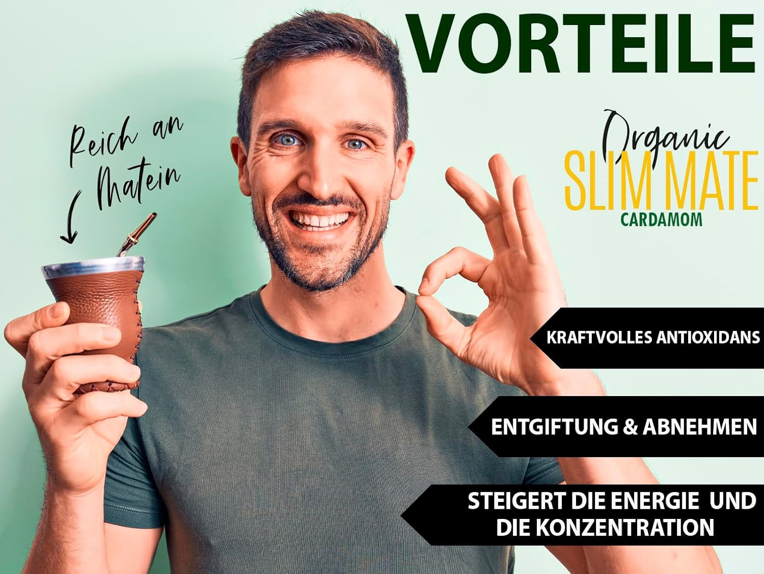 VITSTORM® Slim Tea Cardamom – Ceai Yerba Mate BIO – Cură de detoxifiere și ceai diuretic – 100G