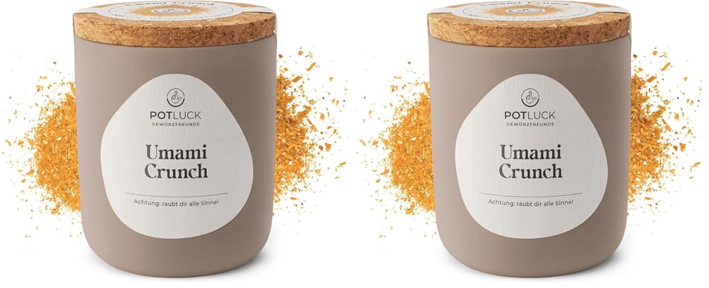 Potluck | Umami Crunch | Würzmischung im Keramiktopf | 75 g | Vegan, glutenfrei und mit natürlichen Inhaltsstoffen