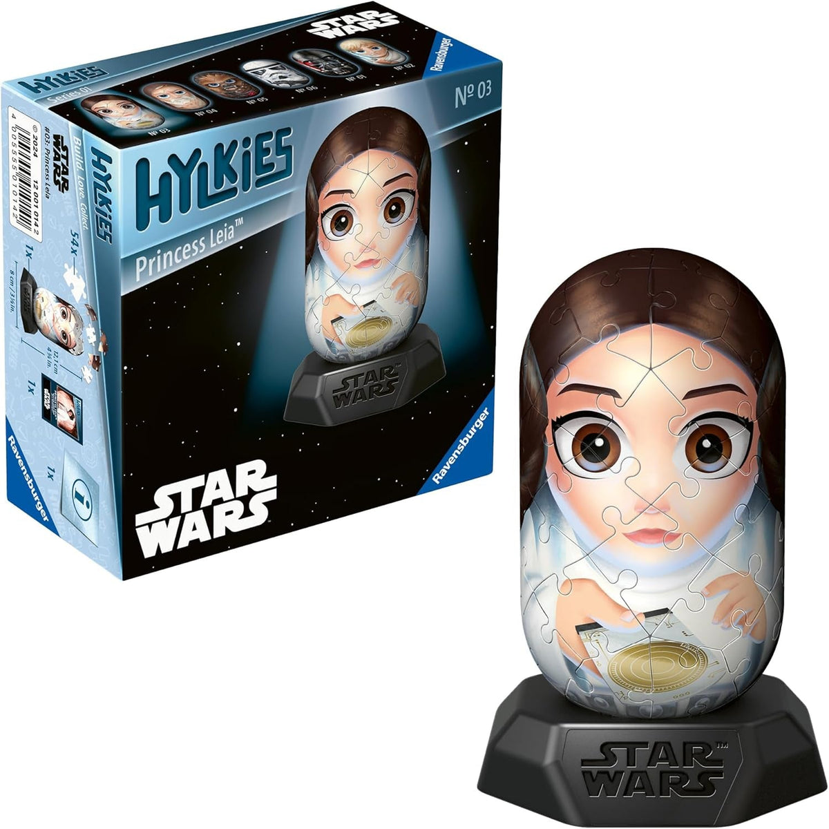 Ravensburger Hylkies: Figurine de colecție Star Wars de asamblat singur - Figura #03 - Prințesa Leia - Construiește, îndrăgostește-te, colecționează - Mini figurine pentru fanii Star Wars Action figures Naty Shop Prințesa Leia