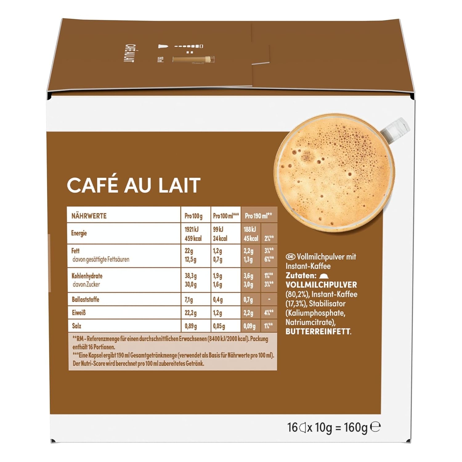 NESCAFÉ DOLCE GUSTO Café au Lait Kaffeekapseln 6er Pack (6 x 16 Kapseln)