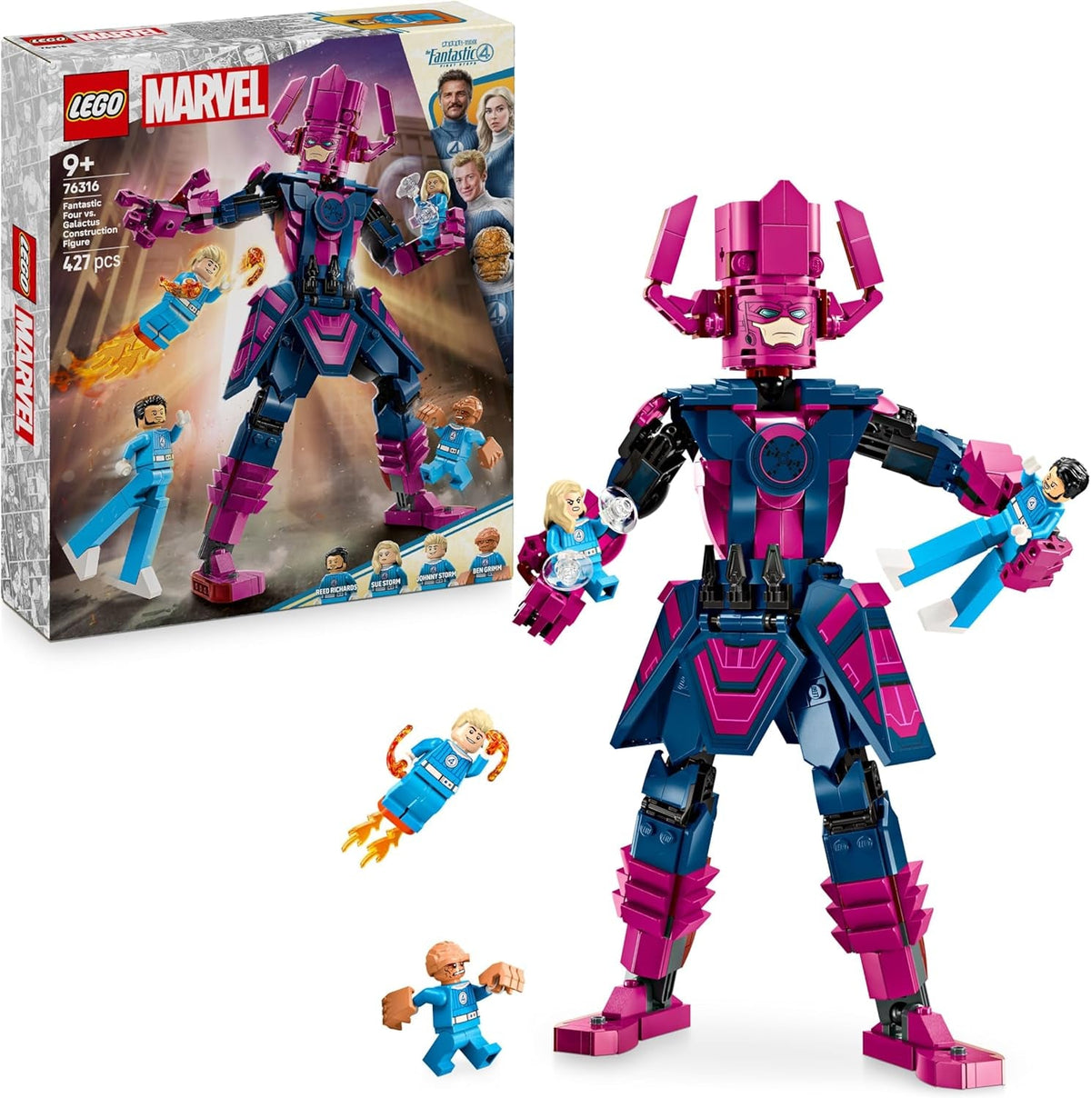 LEGO ǀ Marvel Fantastic Four vs. Galactus Baufigur - Bauset mit Superhelden - Spielset mit The Thing, Invisible Woman und Human Torch - Kreatives Geschenk für Jungen und Mädchen - 76316
