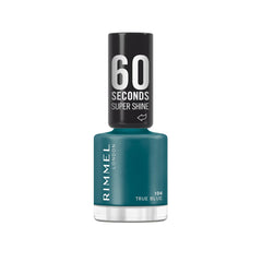 Oja Rimmel 60 Seconds Super Shine, uscare rapidă, culoare vibrantă, de lungă durată, 8 ml, 104 True Blue