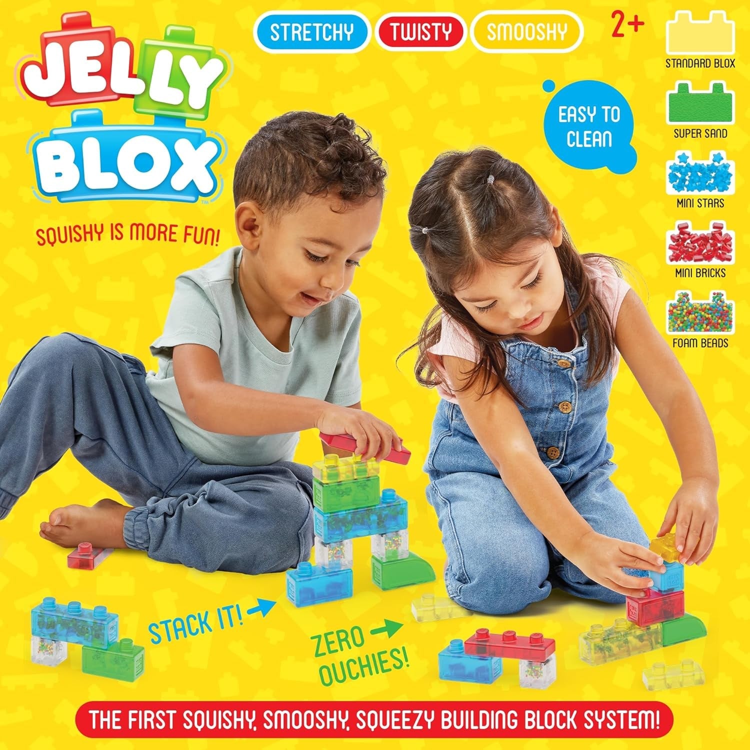 Jelly Blox - Creative Kit, Bauspielzeug ab 2 Jahren, mit 20 Sensorische Bausteine, Konstruktion Spielzeug für Kinder