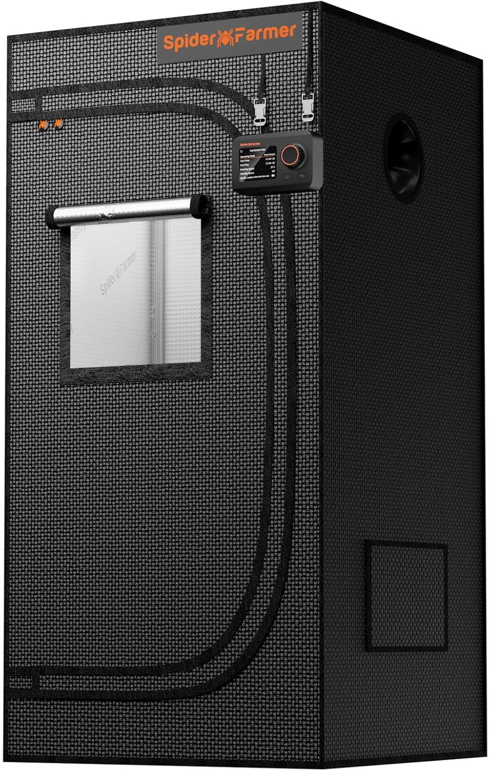 Cort de creștere Spider Farmer Pro 70x140x200 cm, cu ușă rulantă, fereastră de observare, panou de podea detașabil, material textil Mylar 2000D, pentru cultivare hidroponică în interior cu SF4000, G4500, SE4500