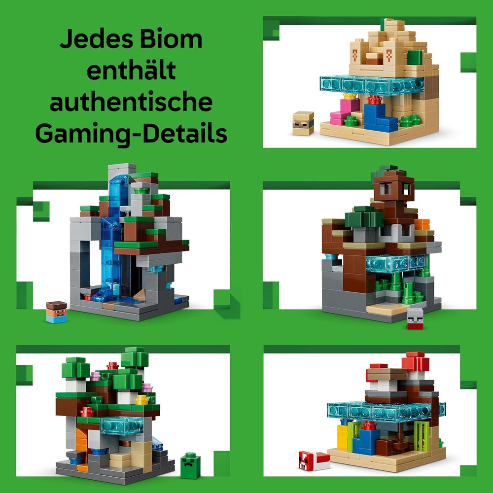 LEGO Minecraft Mini-Biome - DIY Deko Set - 3D Puzzle mit 5 Mikrofiguren - Kreatives Spielset zum Bauen und Sammeln - Gamer Geschenk für Jungen, Mädchen und Teenager ab 12 Jahren - 21589