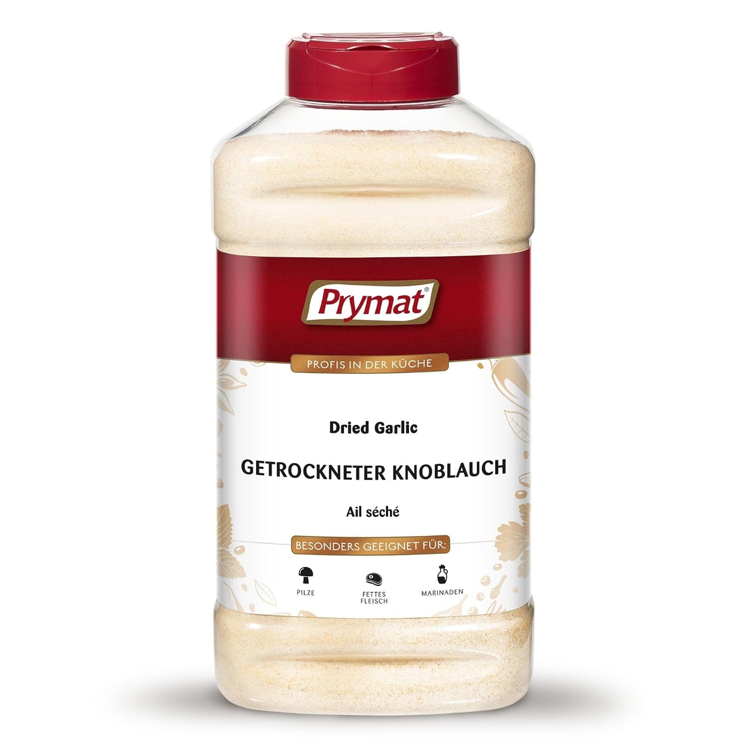 Prymat Getrockneter Knoblauch granuliert 1,05kg – Aromatisches Knoblauchgranulat zum Würzen von Fleisch, Fisch, Gemüse, Saucen, Dips & Marinaden – intensiv im Geschmack – ohne Zusätze