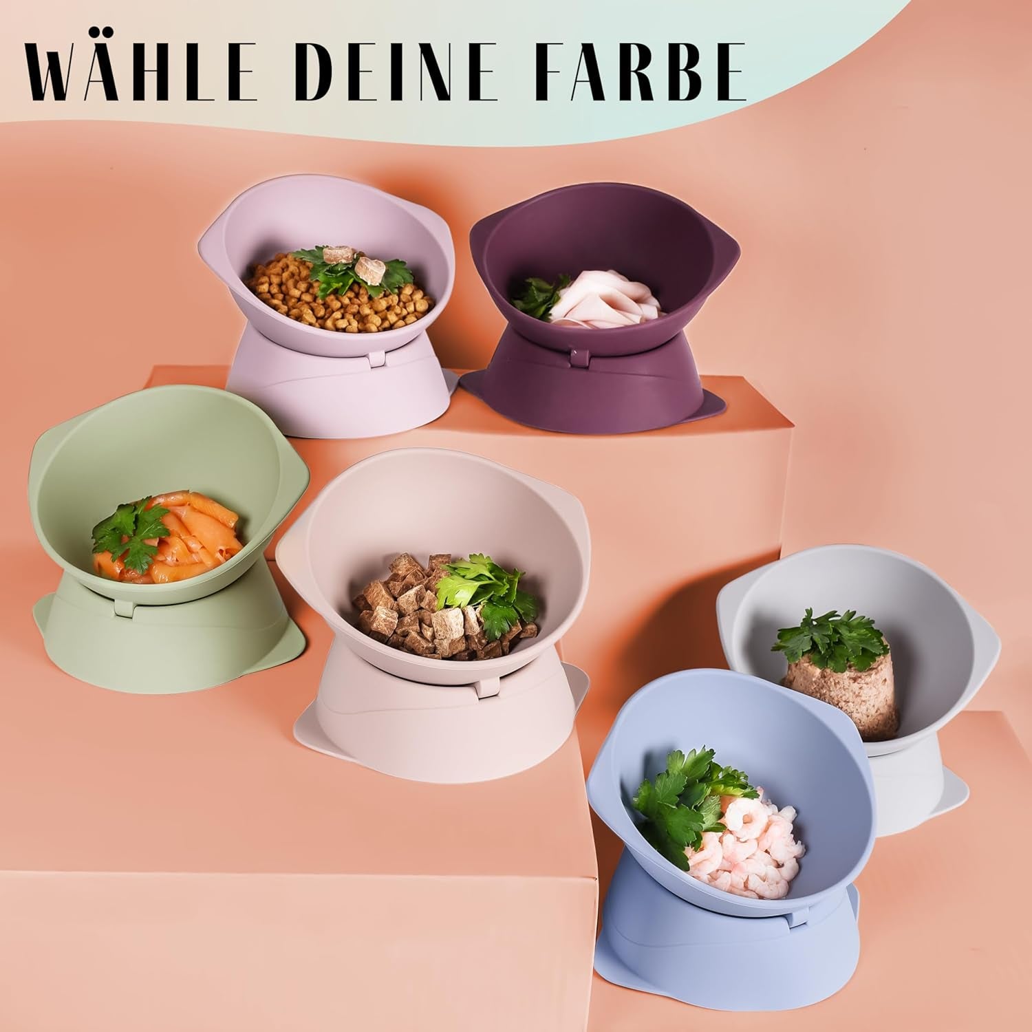 Bol pentru pisici ne&no® din silicon cu înclinare reglabilă | Bol pentru hrănirea pisicilor ridicat | Bol pentru hrana pisicilor