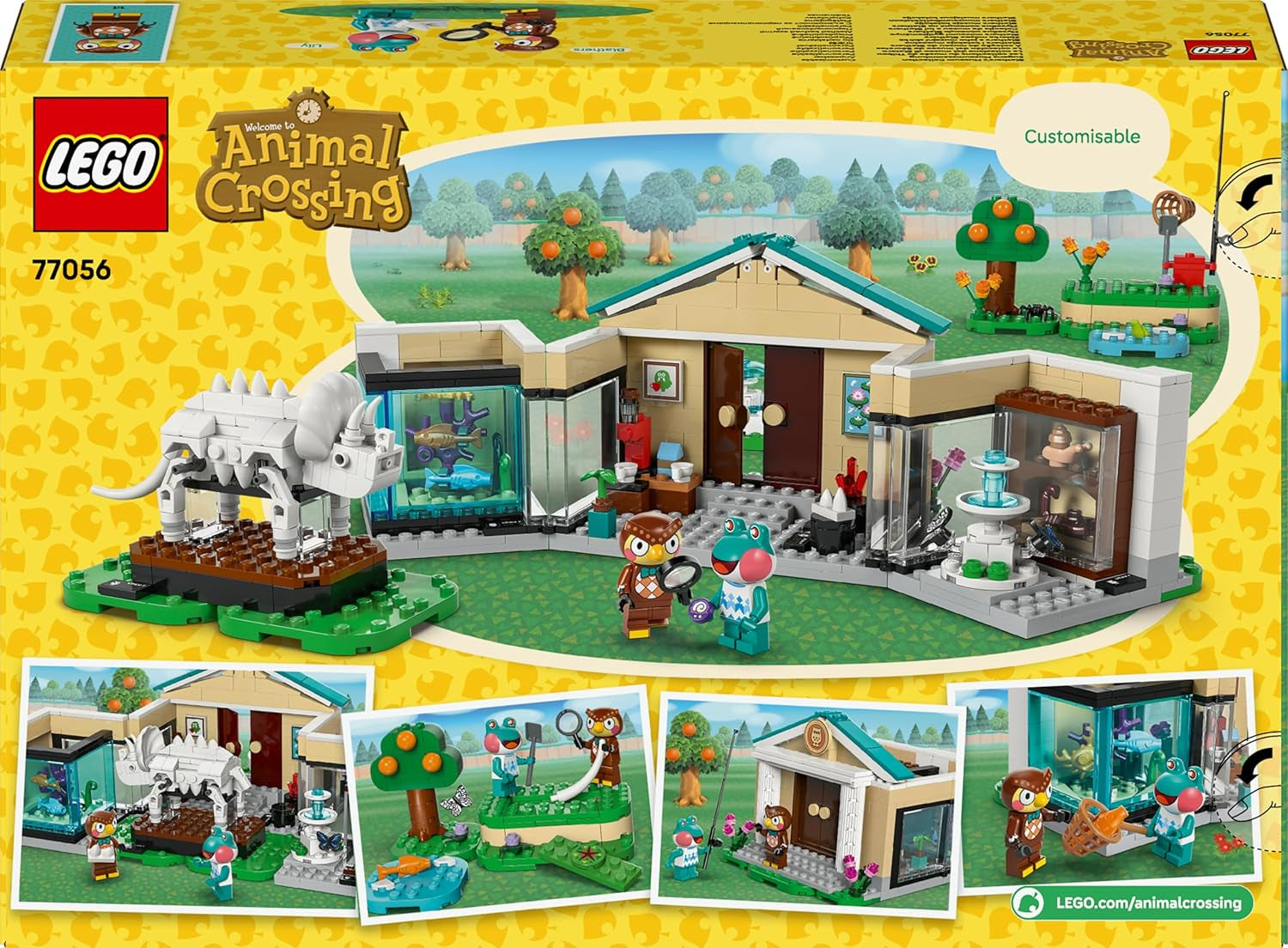 LEGO Animal Crossing - Eugens Museumssammlung - Interaktives Spielset mit Eugen & Liliane Minifiguren, Dinosaurierfossilien & Zubehör - Gamer Geschenk für Mädchen & Jungen ab 7 Jahren - 77056
