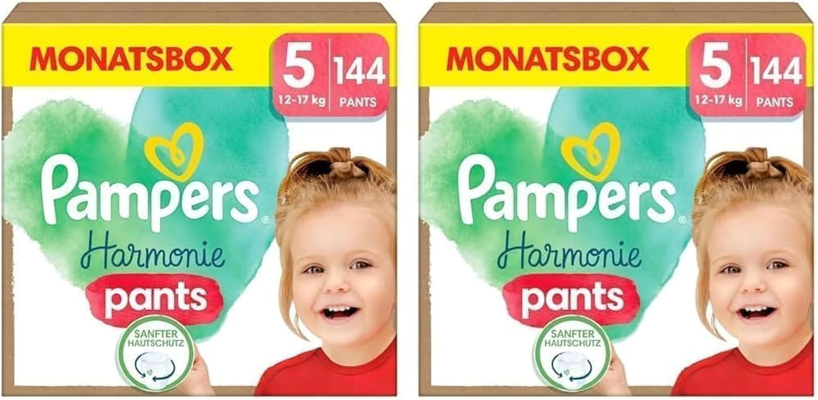 Scutece Pampers Harmony Pants mărimea 5, 144 buc, 12 kg-17 kg, protecție delicată a pielii și confort la 360°