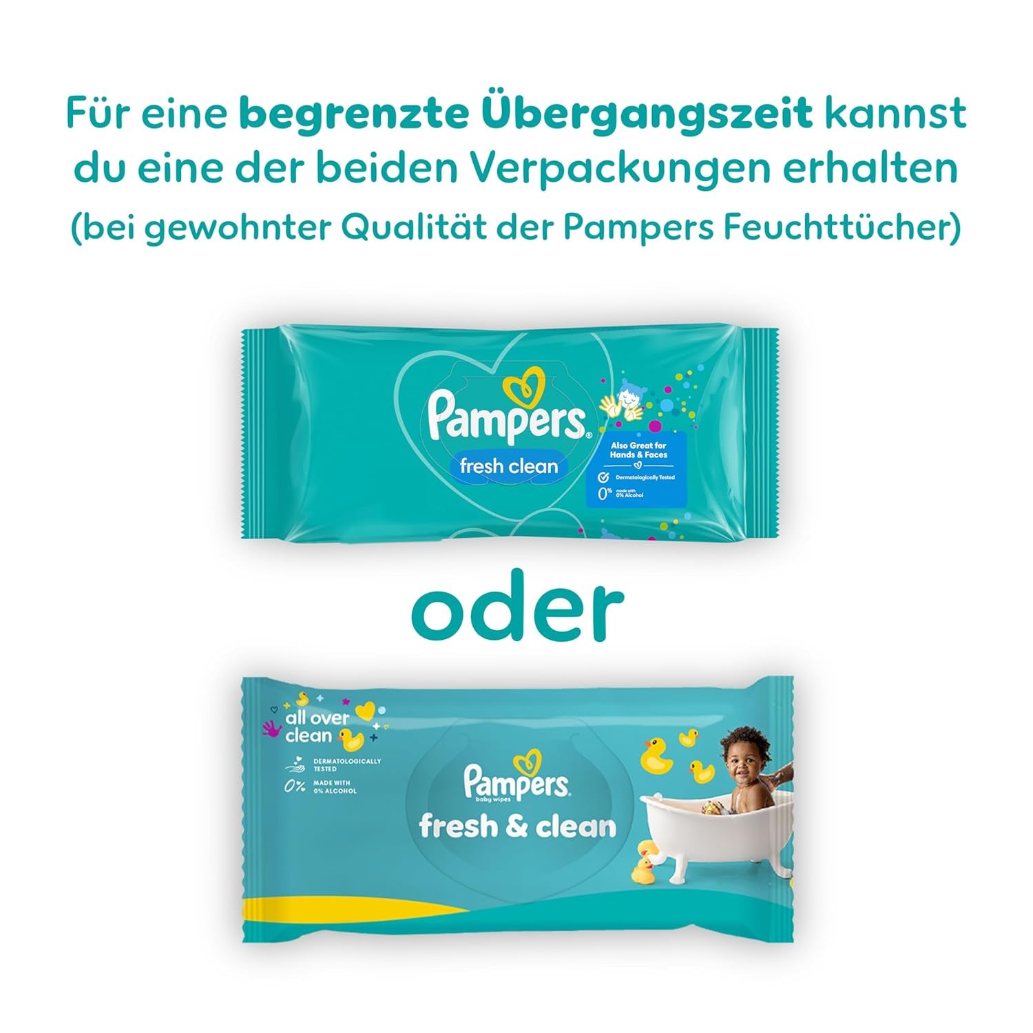 Șervețele umede Pampers Fresh Clean, 15 pachete a câte 80 de șervețele, 1200 de șervețele în total, parfum ușor, potrivite și pentru mâini și față