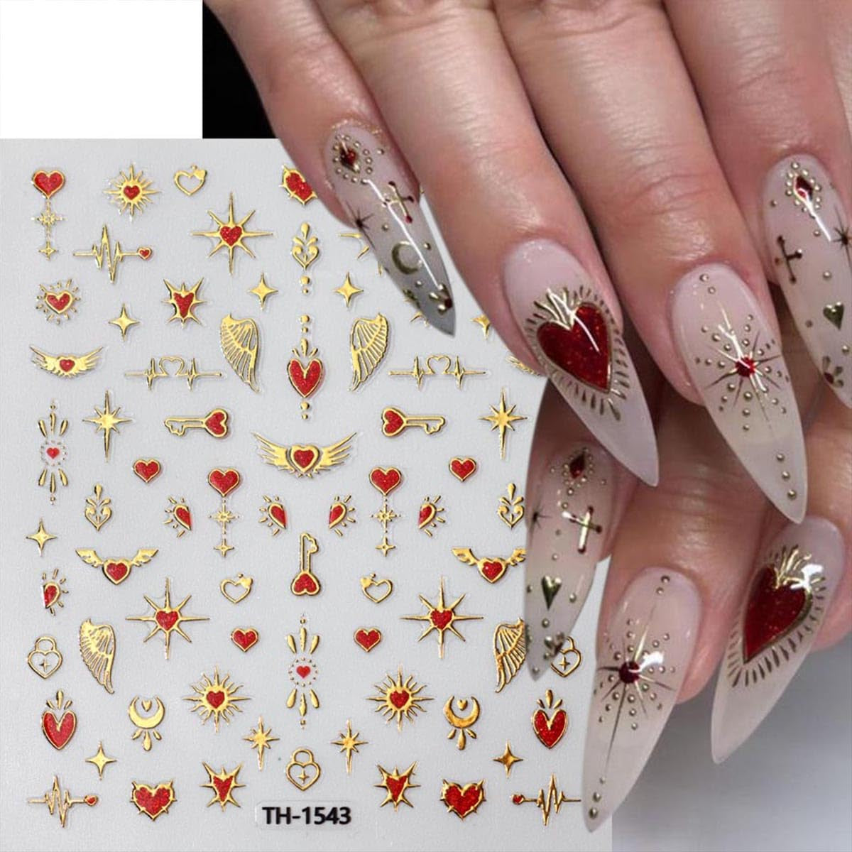 JMEOWIO Nagelsticker Mond Stern 10 Blatt Nail Art Sticker Selbstklebend Nagelaufkleber Dekoration Nageldesign Zubehör
