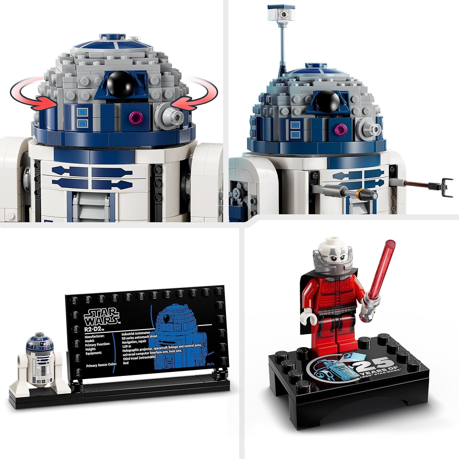 LEGO Star Wars R2-D2, set model pentru copii, băieți și fete, figurină droid construibilă cu minifigurina Darth Malek a 25-a aniversare și placă de decorare, idee de cadou de colecție 75379 Seturi de constructie Besuche den LEGO-Store