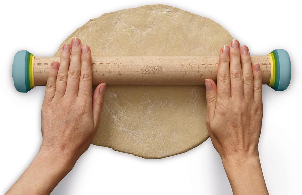 Joseph Joseph Duo Sucitor cu grosime reglabilă a aluatului, rolă de copt și aluat, lemn de fag, multicolor, opal