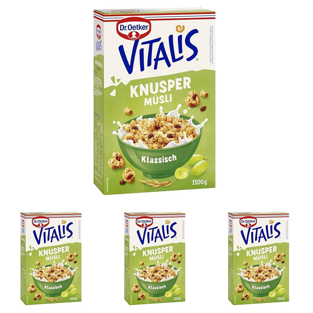Dr. Oetker Vitalis muesli crocant clasic: pachet mare de muesli crocant pentru micul dejun cu stafide, pachet de 1, 1,5 kg